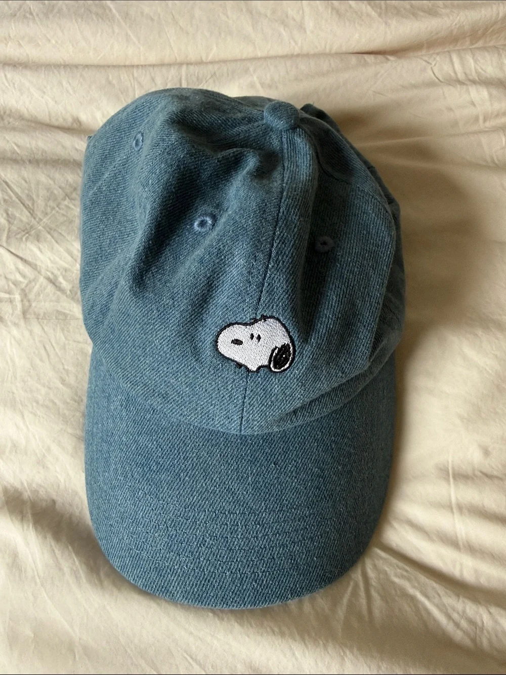 Blue Denim Snoopy Embroidered Dad Hat